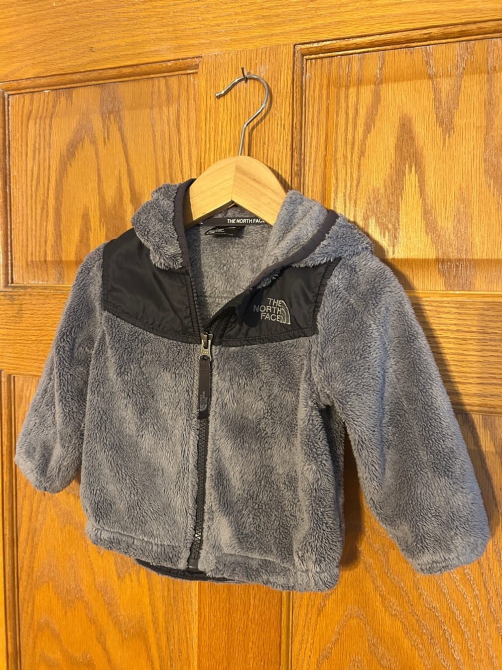 The North Face Gray and Black Fleece Hooded Jacket